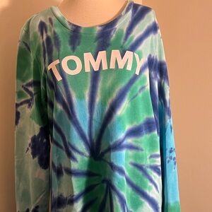 Tommy Hilfiger Blue and Green Tie-Dye Sweatshirt Dress